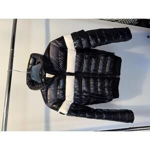 Black and White Puffer Jacket with Hood